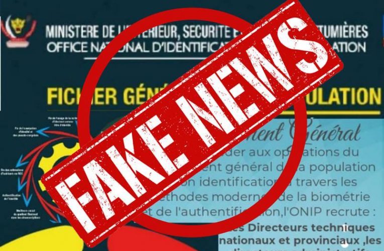 RDC/ Identification de la population, halte à l&rsquo;infox sur un éventuel recrutement des agents à l&rsquo;ONIP