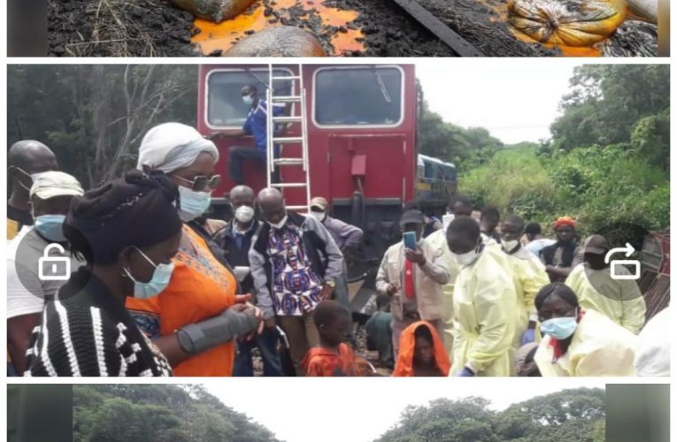 RDC/Lualaba :A la suite du déraillement d&rsquo;un train marchandise de la SNCC à Buyofwe, Marie Thérèse Masuka a dépêché une forte délégation sur le lieu du drame (Vidéo)