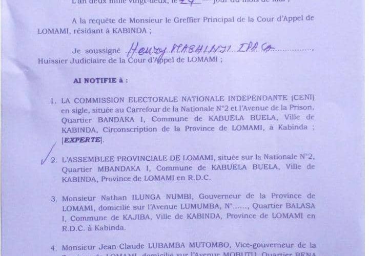 RDC/Lomami : La Cour d’Appel confirme l’élection de Nathan Ilunga à la tête de la province