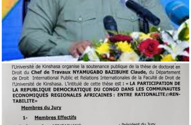 RDC/ ESU:Claude NYAMUGABO soutiendra sa thèse en droit à l’Unikin