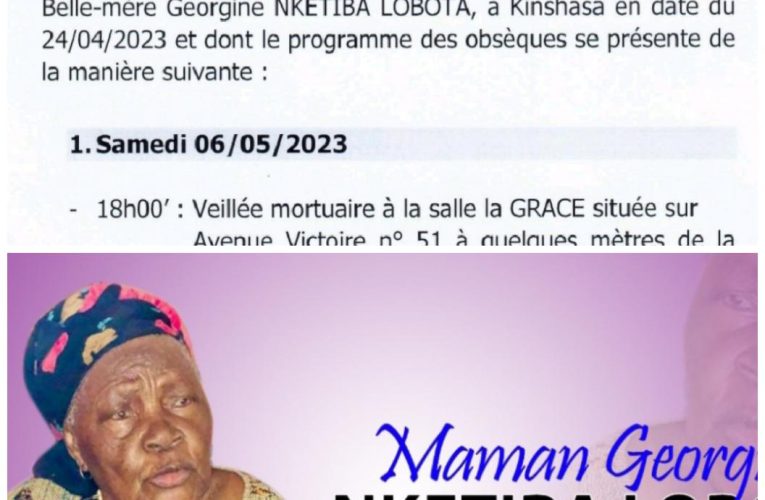 RDC/Nécrologie:Le programme des obsèques de Georgine Nketiba Lobota rendu public